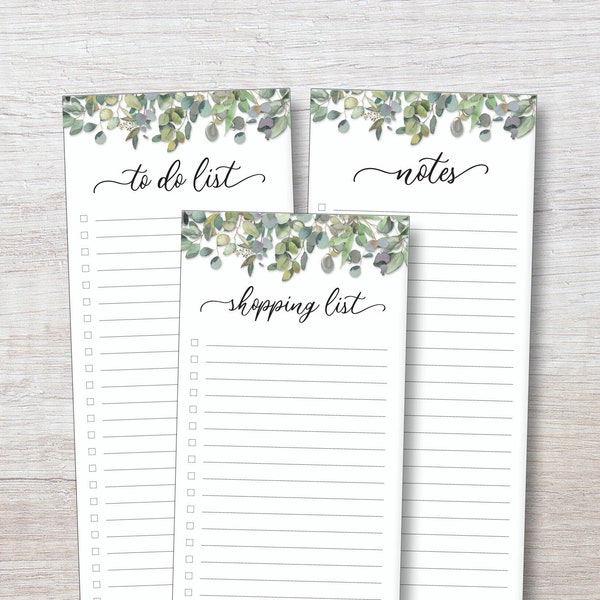 Eucalyptus To Do List Notepad Set | Pack of 3 | Handheld Grocery List Pad | Shopping List Notepad | Daily To Do List