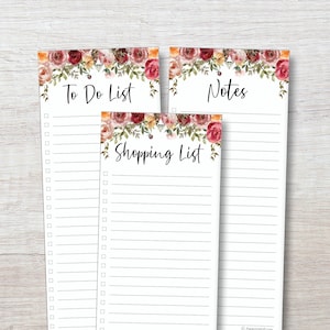 Pretty Flower To Do List Notepad Set | Pack of 3 | Handheld Grocery List Pad | Shopping List Notepad | Daily To Do List