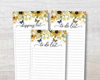 Sunflower To Do List Notepad Set | Pack of 3 | Handheld Grocery List Pad | Shopping List Notepad | Daily To Do List