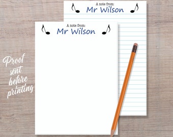 Musical Note Teacher Notepad | Custom Teacher Notepad | Personalized Gift | School Notepad | From the Desk Tablet | Music Teacher Gift