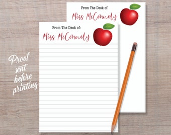Personalized Teacher Notepad | Custom Teacher Notepad | Teacher Gift | School Notepad | From The Desk Teacher Tablet | Gift | Stationery