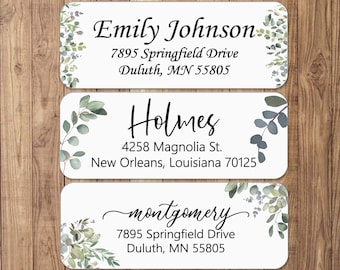 Eucalyptus Return Address Labels White Matte | 24 Eucalyptus Address Sticker | Greenery Custom Address | Personalized Address Labels