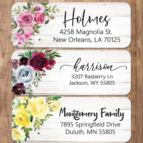 Rose Flower Return Address Labels Rose Address Sticker Etsy