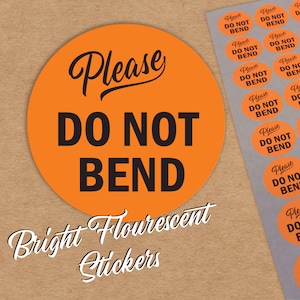 Please Do Not Bend Stickers | Fluorescent Orange | Fragile Stickers Handle With Care Label | Shipping Packaging Labels Decals