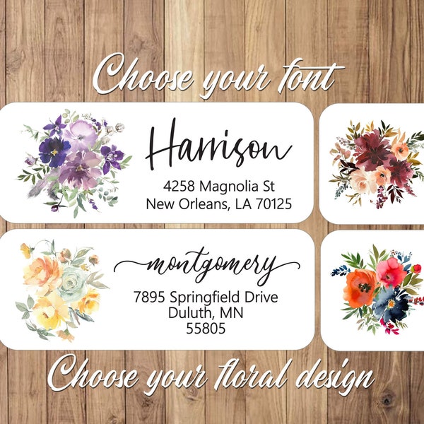 Floral Address Labels | Flower Address Sticker | Flowered Custom Address | Personalized Envelope Labels | Mailing Address Labels 4