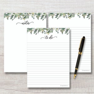 Eucalyptus To Do List Notepads | Grocery List Pad | Shopping List Notepad | Daily To Do List | Botanical Greenery Notepad