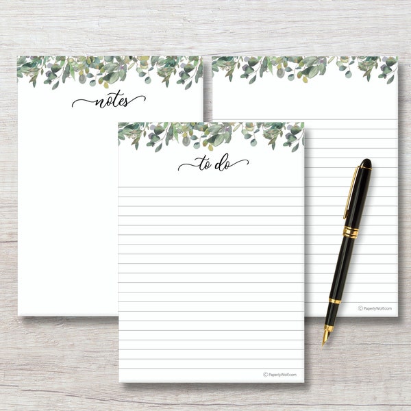 Eucalyptus To Do List Notepads | Grocery List Pad | Shopping List Notepad | Daily To Do List | Botanical Greenery Notepad