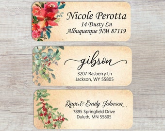 Christmas Return Address Labels | 24 Eucalyptus Stickers | Greenery Custom Address | Personalized Address Labels | Holiday Address Label