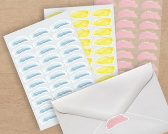 Watercolor Stickers | Watercolor Envelope Seals | Watercolor Planner Stickers | Clear or White | Mailing Labels