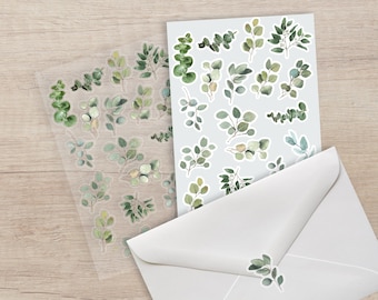 Eucalyptus Envelope Seal Stickers | Eucalyptus Planner Stickers | Clear or White | Mailing Labels |  Botanical Stickers | Leaf Stickers