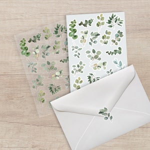 Eucalyptus Envelope Seal Stickers | Eucalyptus Planner Stickers | Clear or White | Mailing Labels |  Botanical Stickers | Leaf Stickers