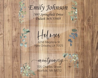 Eucalyptus Return Address Labels | 24 Clear Eucalyptus Address Sticker | Greenery Custom Address | Personalized Address Labels