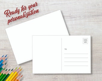 Blank PostCards (Set of 25) - 4x6 Plain White Card Stock Ready For Your Personalization | Kids Color | Mailing Address Post Office