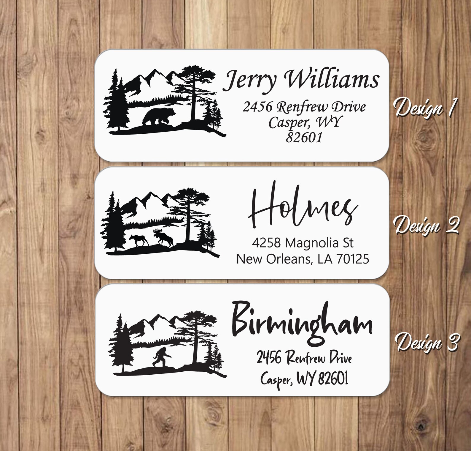 Mountain Return Address Labels Bear Moose Bigfoot Address | Etsy