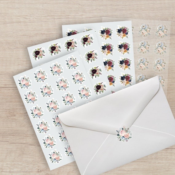 Floral Envelope Seal Stickers Floral Planner Stickers Clear or