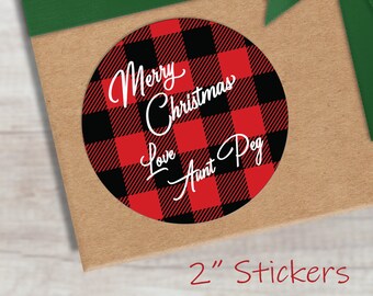 40 Buffalo Plaid Gift Tag Labels | Red and Black Plaid Personalized Stickers | Christmas Labels | Custom Gift Tags | Holiday Gift Tags