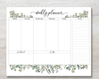 Eucalyptus Weekly Planner Notepad | 8x10 Daily Organizer Desk Planner Pad avec liste de choses à faire
