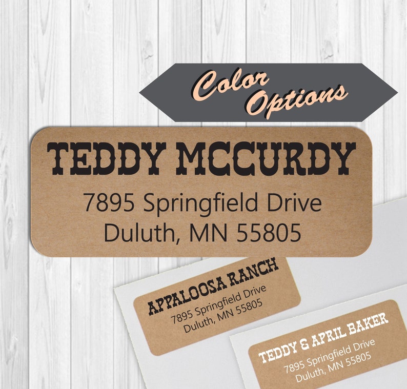 Personalized White Ink Custom Address Labels Script Address Stickers Cursive Address Label Western Return Address Labels Kraft