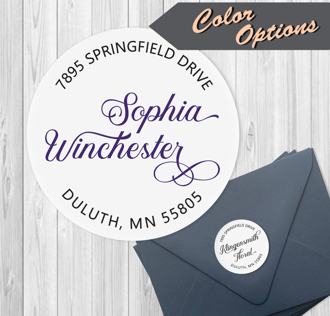 Elegant Round Return Address Labels White Matte Custom Etsy