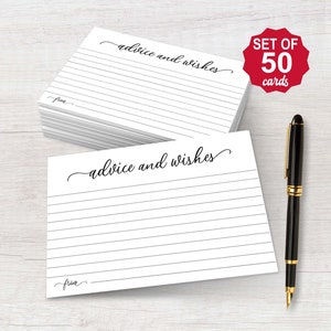 Printed+Shipped Advice and Wishes Cards (Set of 50)4"x6" Bridal Shower or soon to Be Mrs Bride, Date Night Idea Cards, Marriage Tip Cards