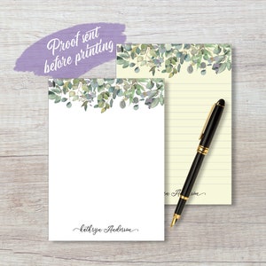 Personalized Notepad | Eucalyptus Notepad | Custom Notepad | Floral Tablet | Custom Stationary | Notepad Gift | Eucalyptus Stationary