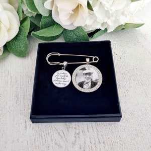 Bride Memorial Photo Charm, Bouquet Photo Charm, Brides Memory Charm, Wedding Photo Pin, Flower Pin Charm