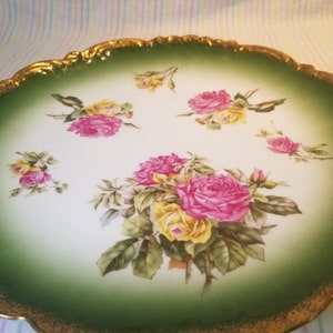 Antique 1900s Wheelock Imperial Austria Large Green Roses - Etsy