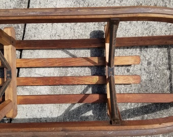 Antique Swiss Davos Sled Wooden Metal 