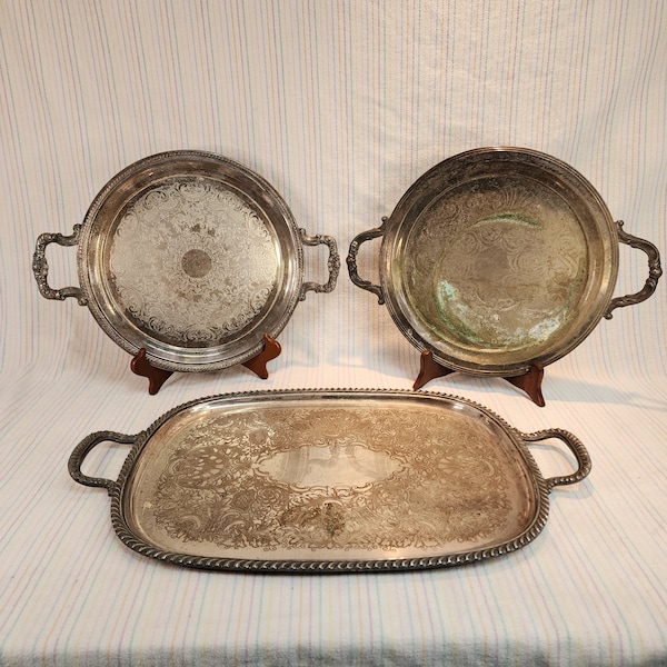 Silver on Copper Serving Tray Etsy