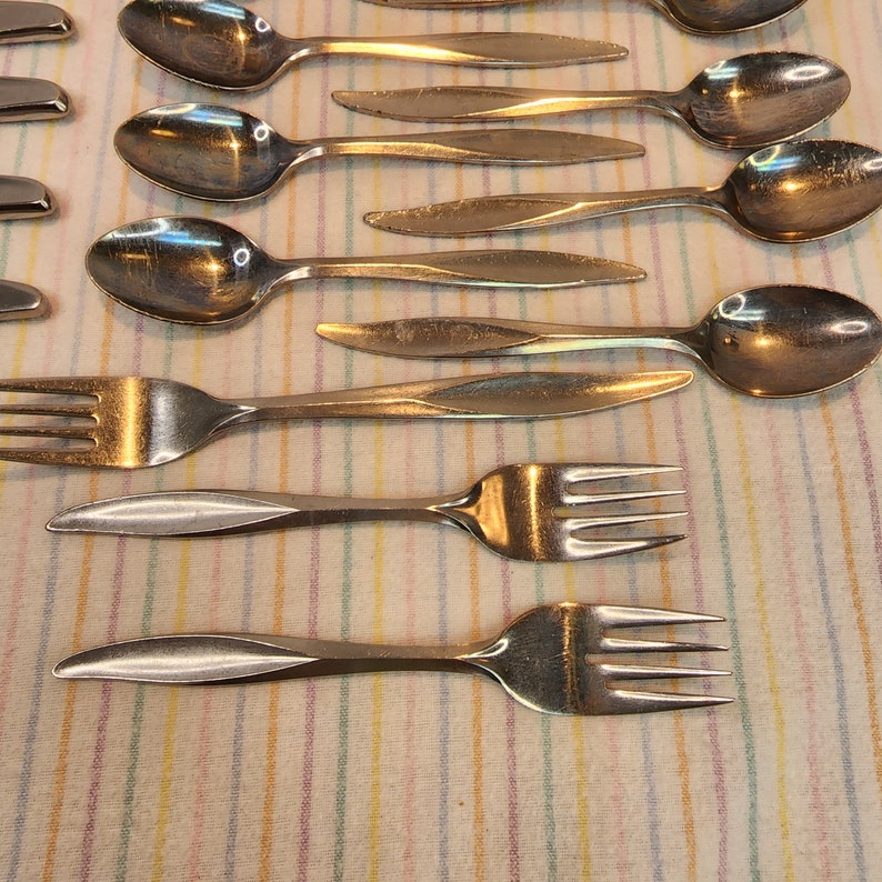 Vintage flamingomontego Stainless 21pc Flatware Etsy