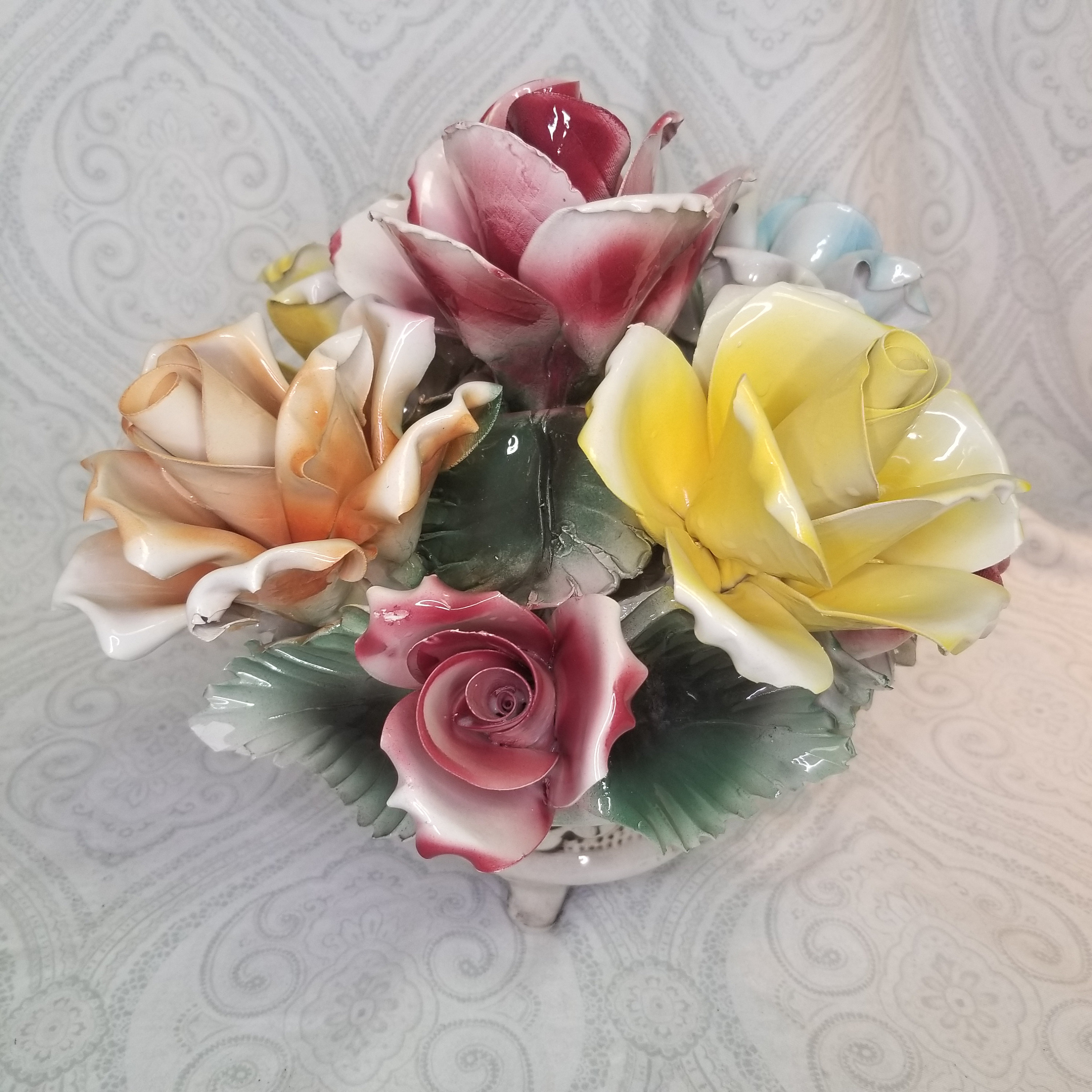 Vintage Porcelain Capodimonte Flower Floral Arrangement Centerpiece