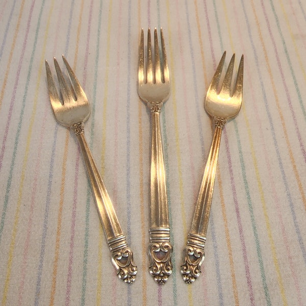 Vintage International Silver "Royal Danish Sterling Silver Salad Fork 3-Piece Lot Flatware Silverware Kitchen Utensils