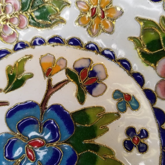 Vintage Chinese Cloisonné Small Plates Trinket Dishes… Gem