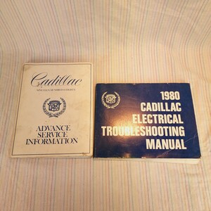 Vintage 1980 General Motors Cadillac Electrical Troubleshooting & Advance Service Info Manuals Book Pair Deville Brougham Seville Eldorado