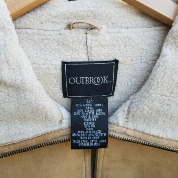 NOS 1990s OutBrook Camel Suede Leather Sherpa Mot… - image 2