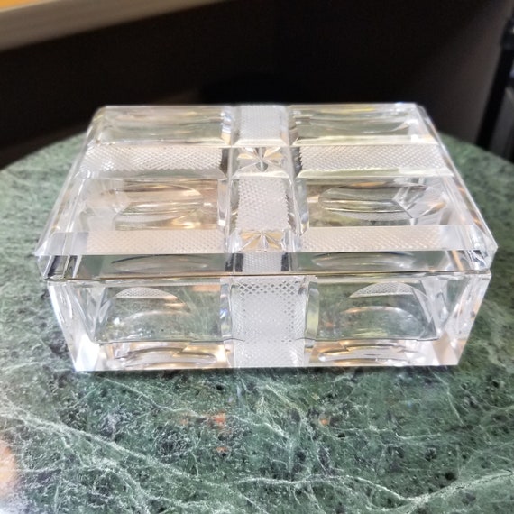 Vintage ? Clear Lead Crystal Glass Dresser Trinke… - image 1