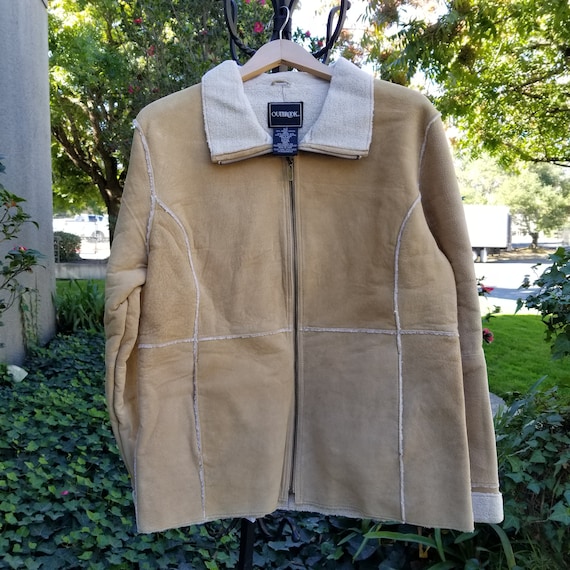 NOS 1990s OutBrook Camel Suede Leather Sherpa Mot… - image 1