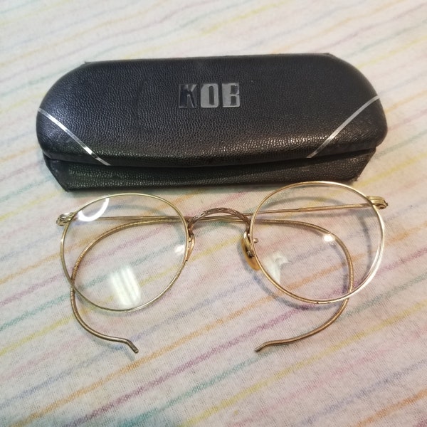 Vintage 12k Gold Filled Artcraft Nokorod Eyeglasses RX Glasses Spectacles w/ Case *Missing 1 Nose Pad*