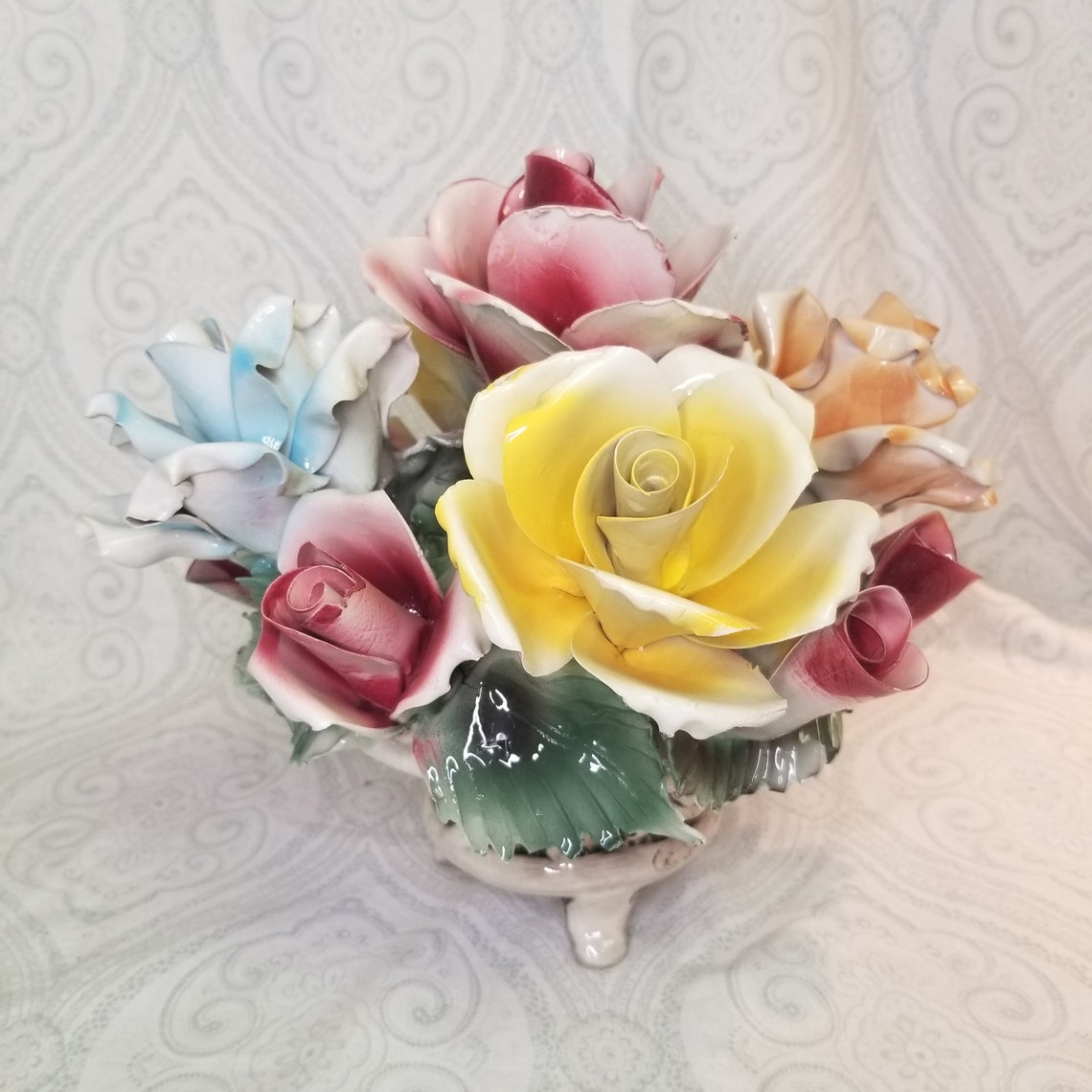 Vintage Porcelain Capodimonte Flower Floral Arrangement Etsy