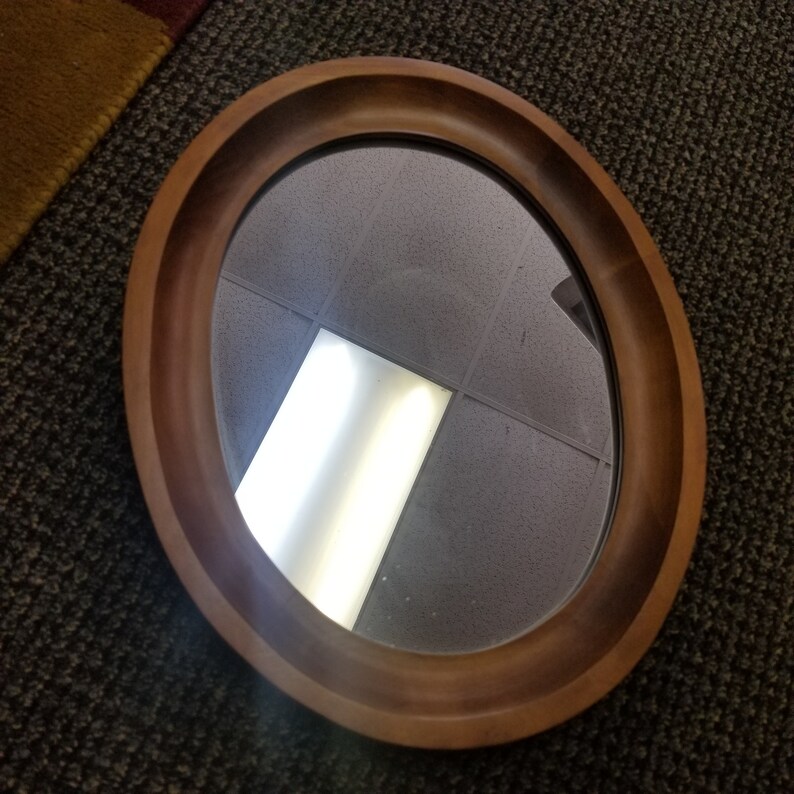 Vintage Tell City Chair Company Oval Wall Mirror Solid Maple 48 Andover