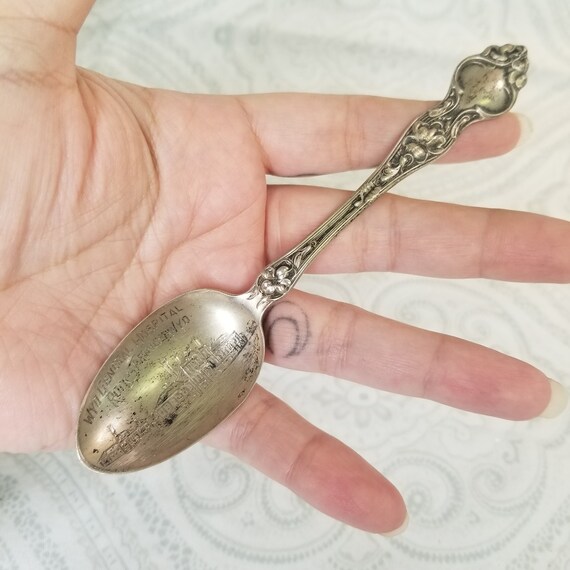 Antique RW S Sterling Silver Souvenir Spoon Engraved General Hospital Rock Springs Wyoming Keepsake Newborn Baby Gift Etsy