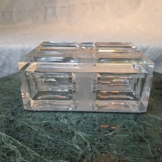 Vintage ? Clear Lead Crystal Glass Dresser Trinke… - image 3
