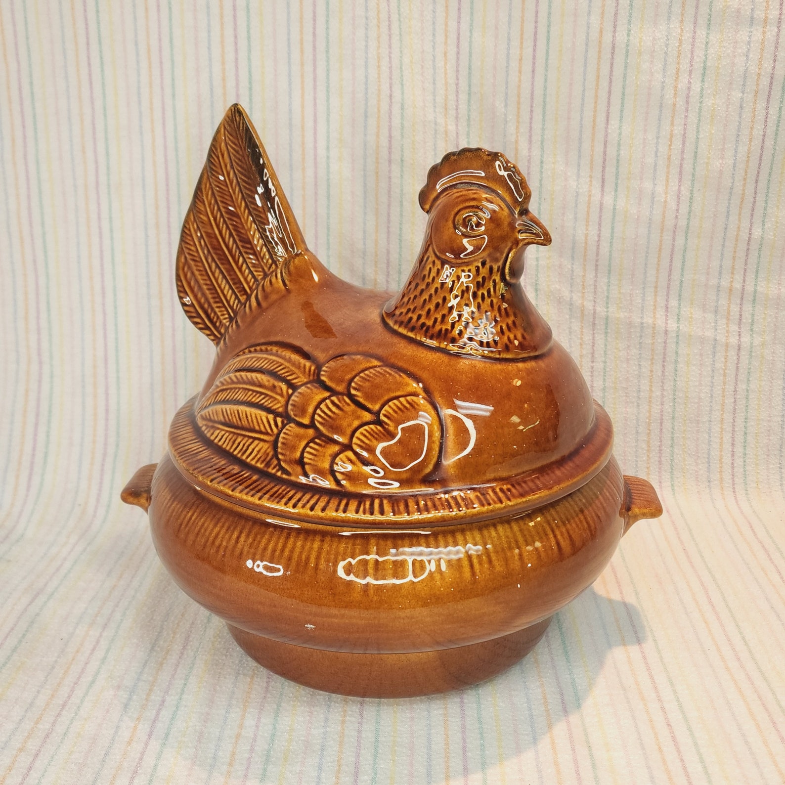 Vintage 1960s California Pottery CF37 Hen on a Nest Chicken Covered