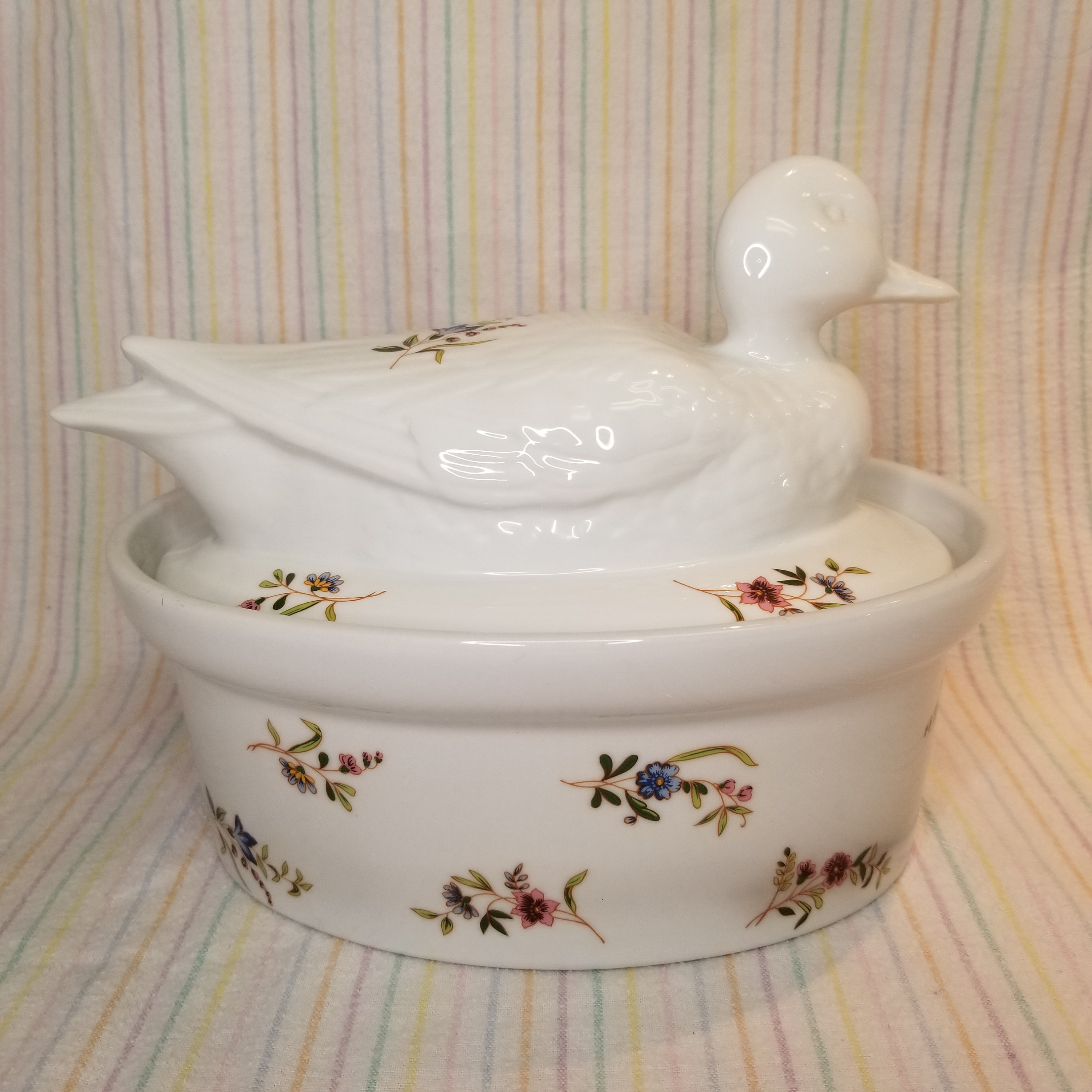 Oval Casserole Baking Dish Floral Duck Lid Floral Bakeware Made in