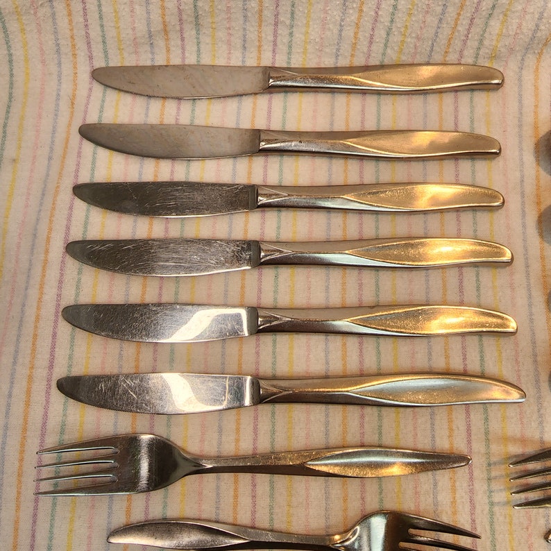 Vintage flamingomontego Stainless 21pc Flatware Lot Nasco Japan Spoons