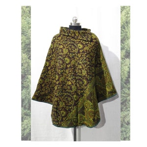 Handmade Paisley Poncho with Collar: Soft Wool Mix. Free Size. Stylish. Boho. Hippie. Ethnic. Festival. Yoga Clothing