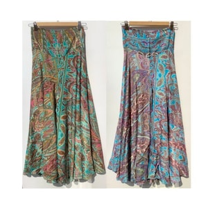 Wide Leg Palazzo Trousers Culottes in a Paisley Print. Boho Hippy. Floaty, Flowing and Fabulous. Free size 8 - 12 UK size