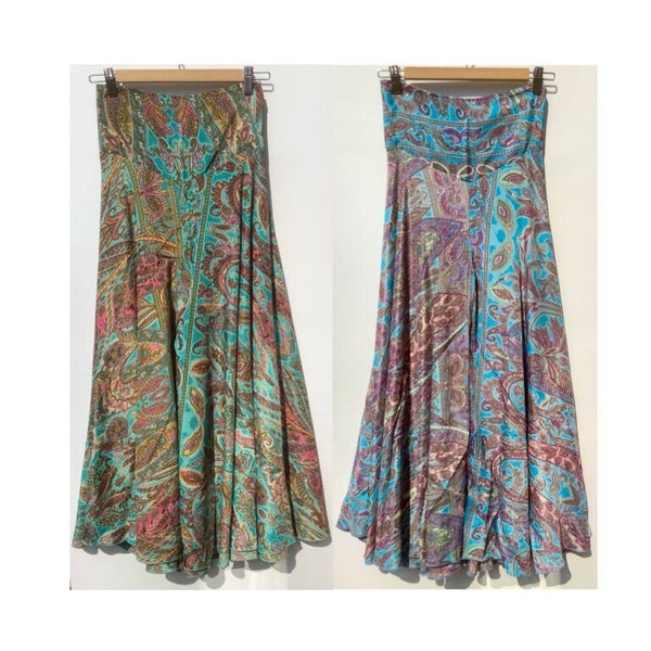 Wide Leg Palazzo Trousers with a flattering, fitted waistband. Boho Hippy. Floaty, Flowing and Fabulous. Free size 8 - 12 UK size