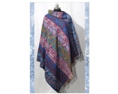 Long Handmade Collar Poncho in Beautiful Soft Wool Mix Fabric. One Size UK 10 - 20. Warm Cosy. Stylish. Boho. Ethnic. Festival. Hippy