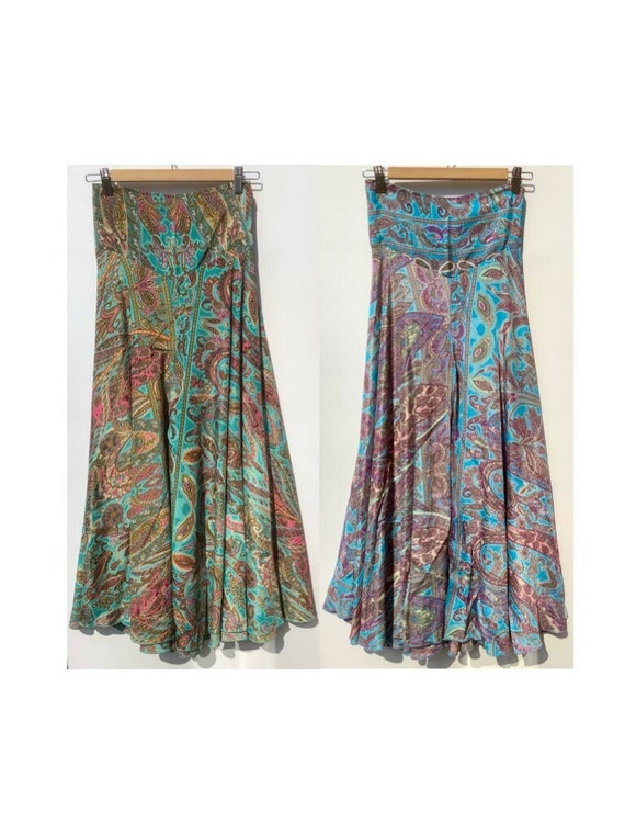 Wide Leg Palazzo Trousers Culottes in a Paisley Print. Boho Hippy. Floaty, Flowing and Fabulous. Free size 8 - 12 UK size